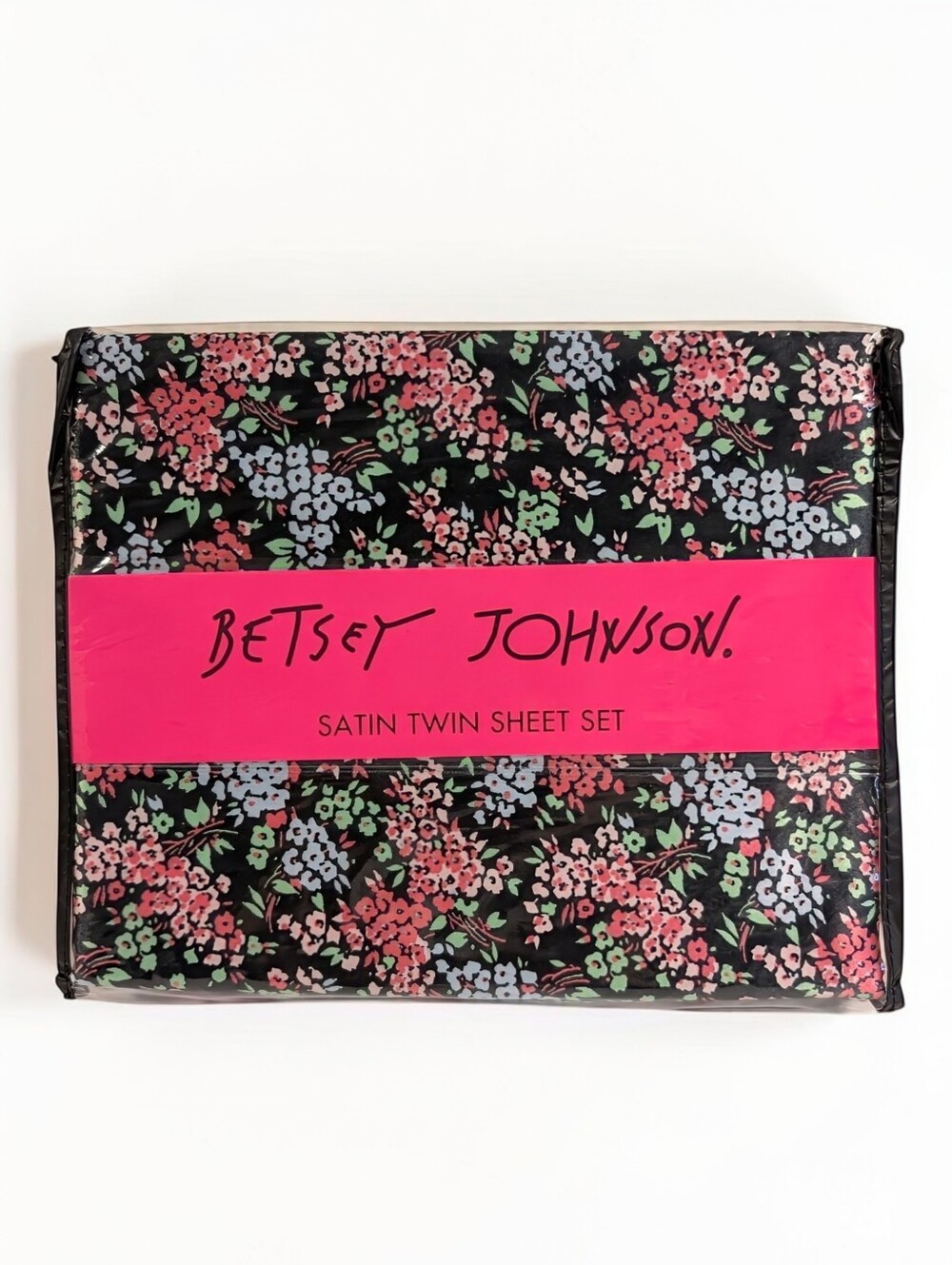 Betsey Johnson Confetti Floral Satin TWIN Sheet Set